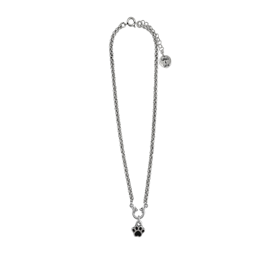 Colgante corto plata huella mascota negro