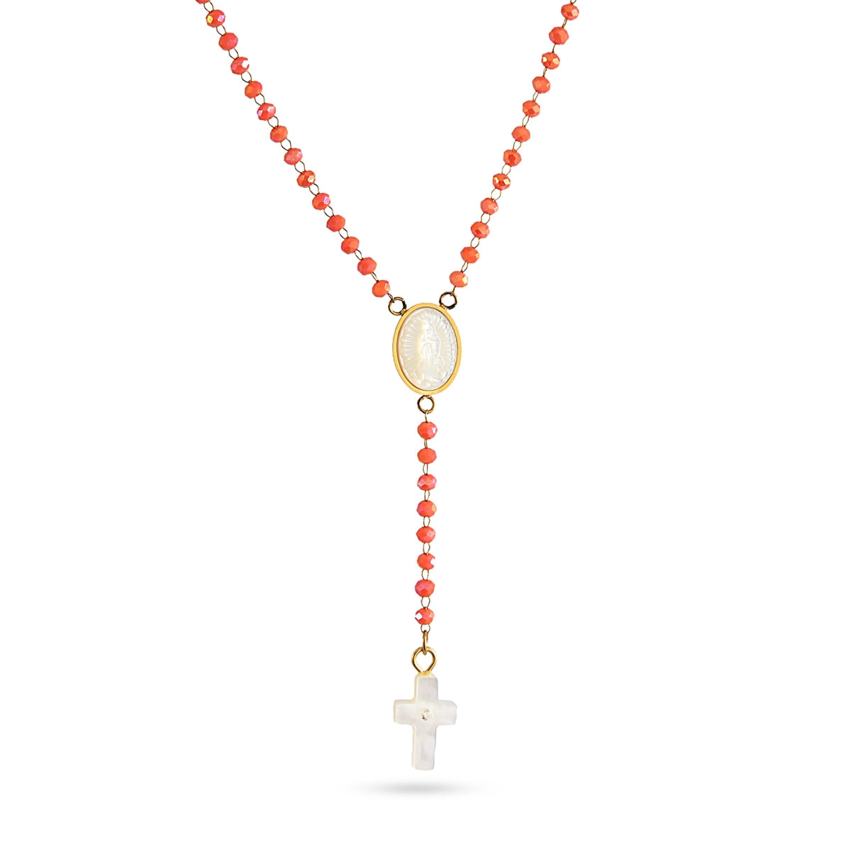 Collar Agnus en Naranja, bisutería de acero de la colección Astros — Tiendas Via Vai Estepona