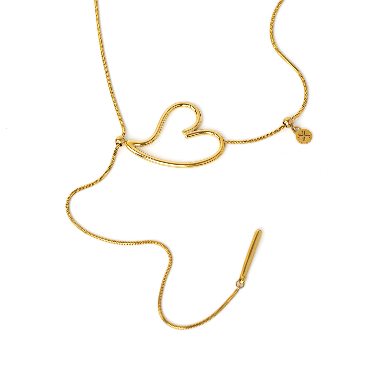 Collar Corbatero Essentials Corazón en Dorado, bisutería de acero de la colección Essentials — Tiendas Via Vai Estepona