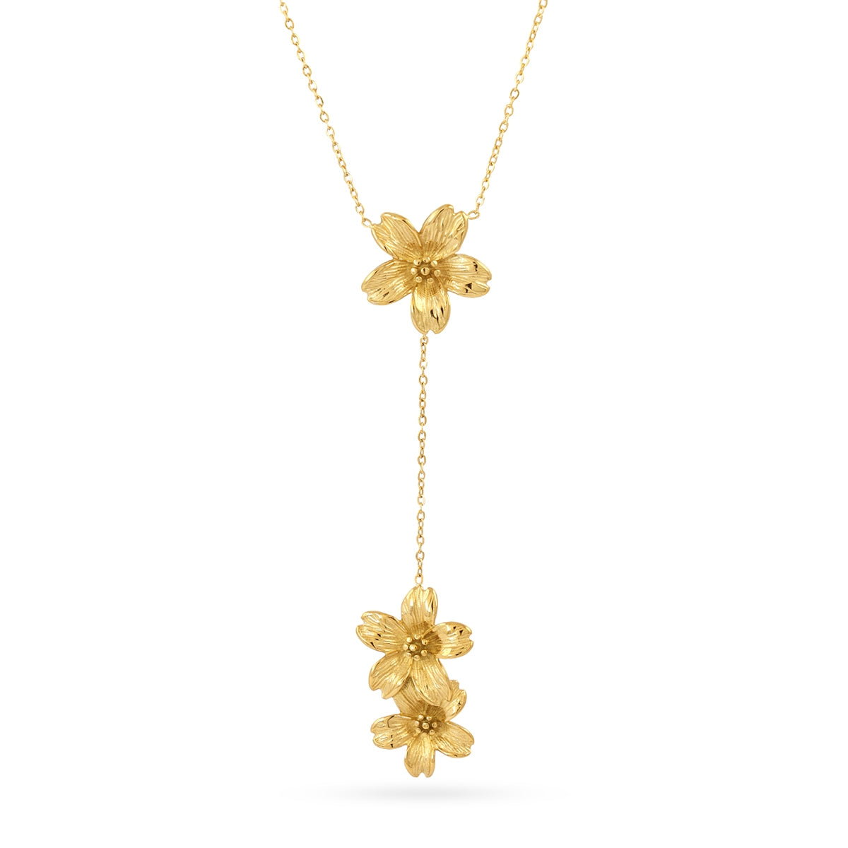 Collar Corbatero Essentials Flores en Dorado, bisutería de acero de la colección Essentials — Tiendas Via Vai Estepona