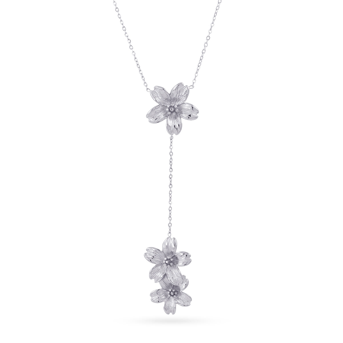 Collar Corbatero Essentials Flores en Plateado, bisutería de acero de la colección Essentials — Tiendas Via Vai Estepona