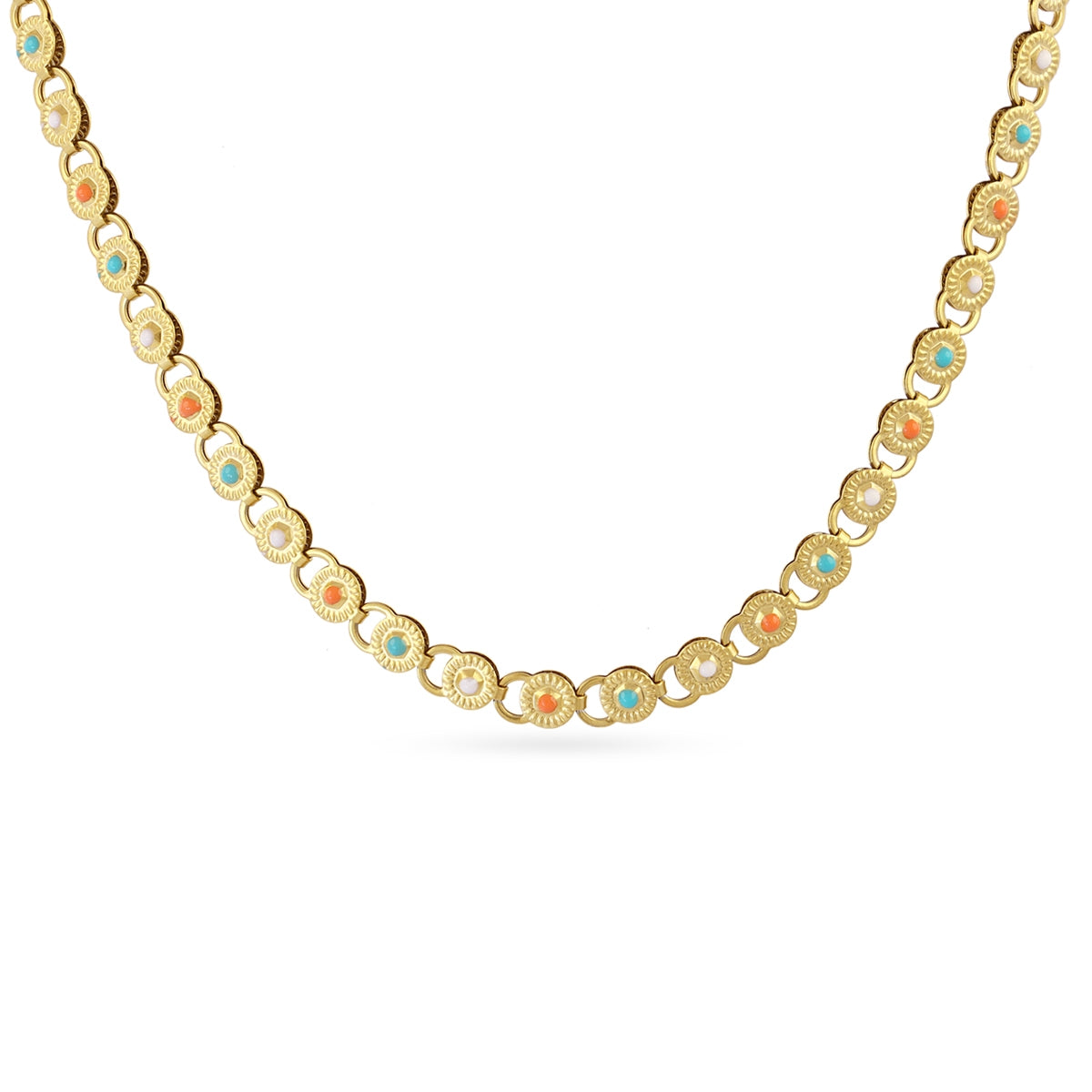 Collar Dorado Spirit Medallones Esmaltados en Combinado, bisutería de acero de la colección Sand Dust — Tiendas Via Vai Estepona
