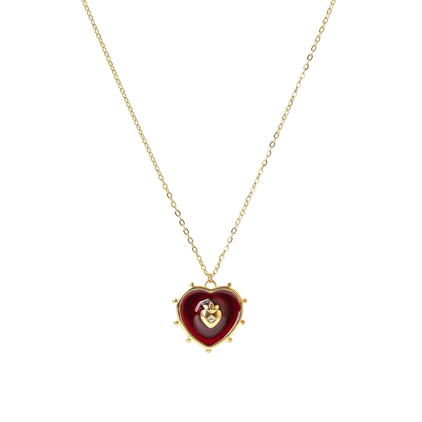 Collar Essentials Corazón Sagrado en Dorado, bisutería de acero de la colección Essentials — Tiendas Via Vai Estepona