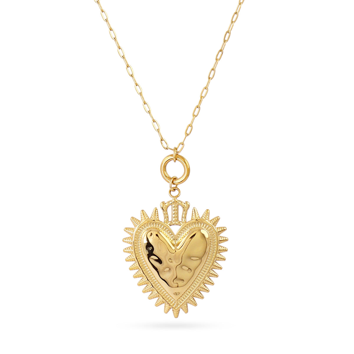 Collar Essentials Sagrado Corazón en Dorado, bisutería de acero de la colección Essentials — Tiendas Via Vai Estepona