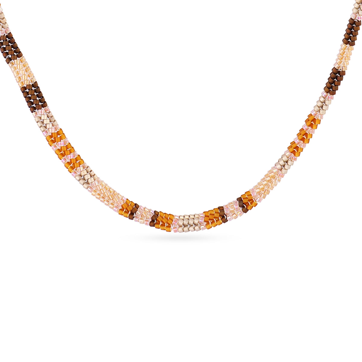 Collar Extensible Miyuki Geométrico Multicolor en Naranja, bisutería de acero de la colección Sand Dust — Tiendas Via Vai Estepona