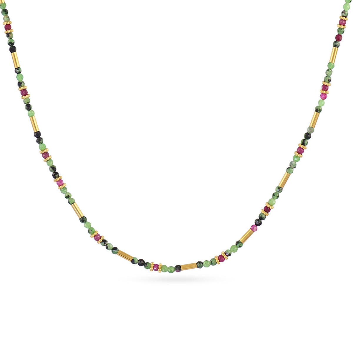 Collar Extensible Spirit Tubos Dorados en Verde, bisutería de acero de la colección Sand Dust — Tiendas Via Vai Estepona