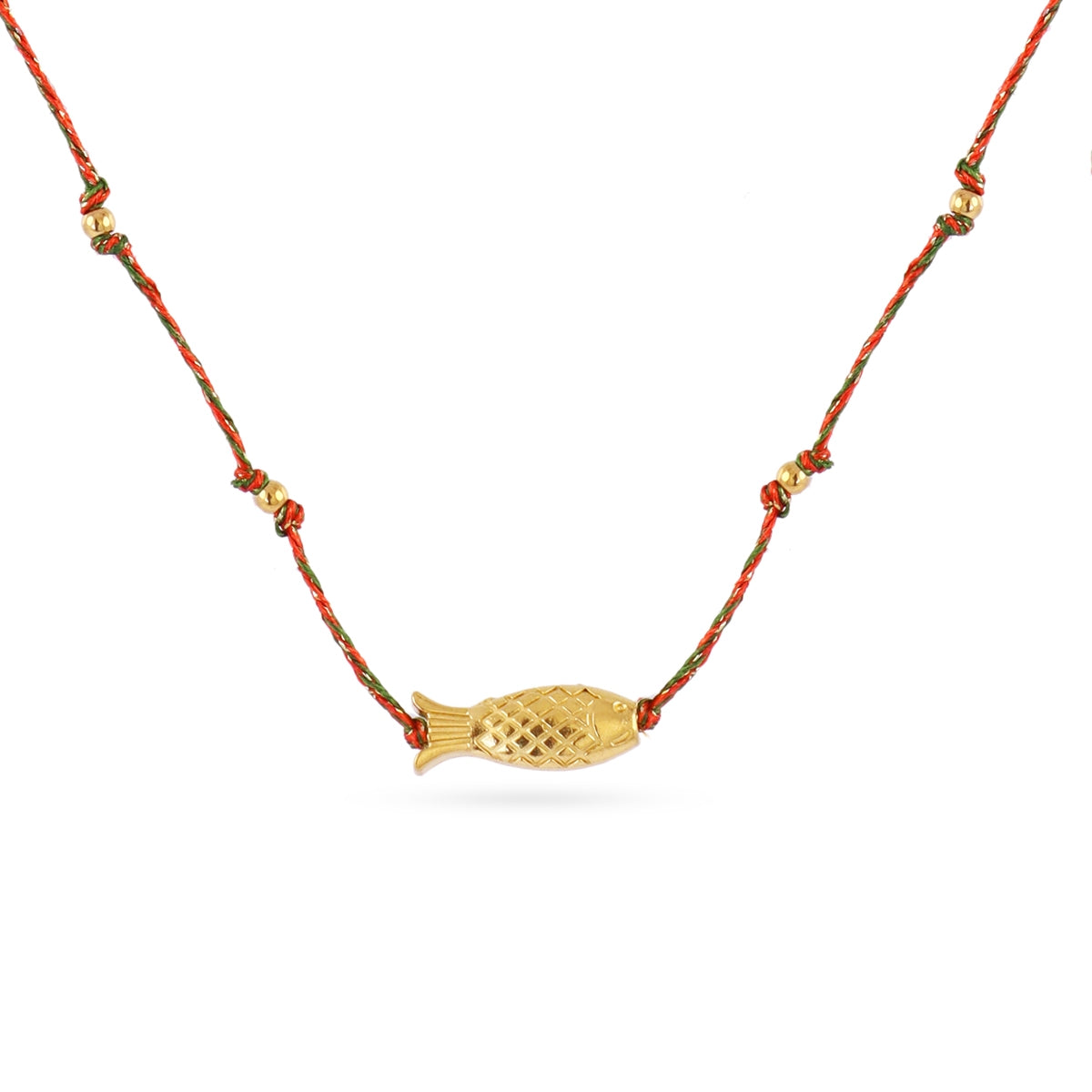 Collar Fino Spirit Hilo Multicolor Pez Dorado en Café, bisutería de acero de la colección Sand Dust — Tiendas Via Vai Estepona