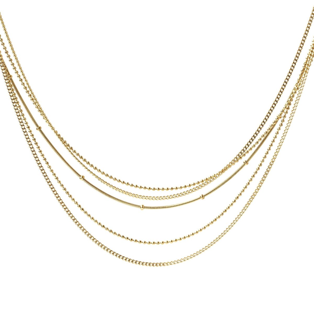 Collar Multicadena Essentials en Dorado, bisutería de acero de la colección Essentials — Tiendas Via Vai Estepona