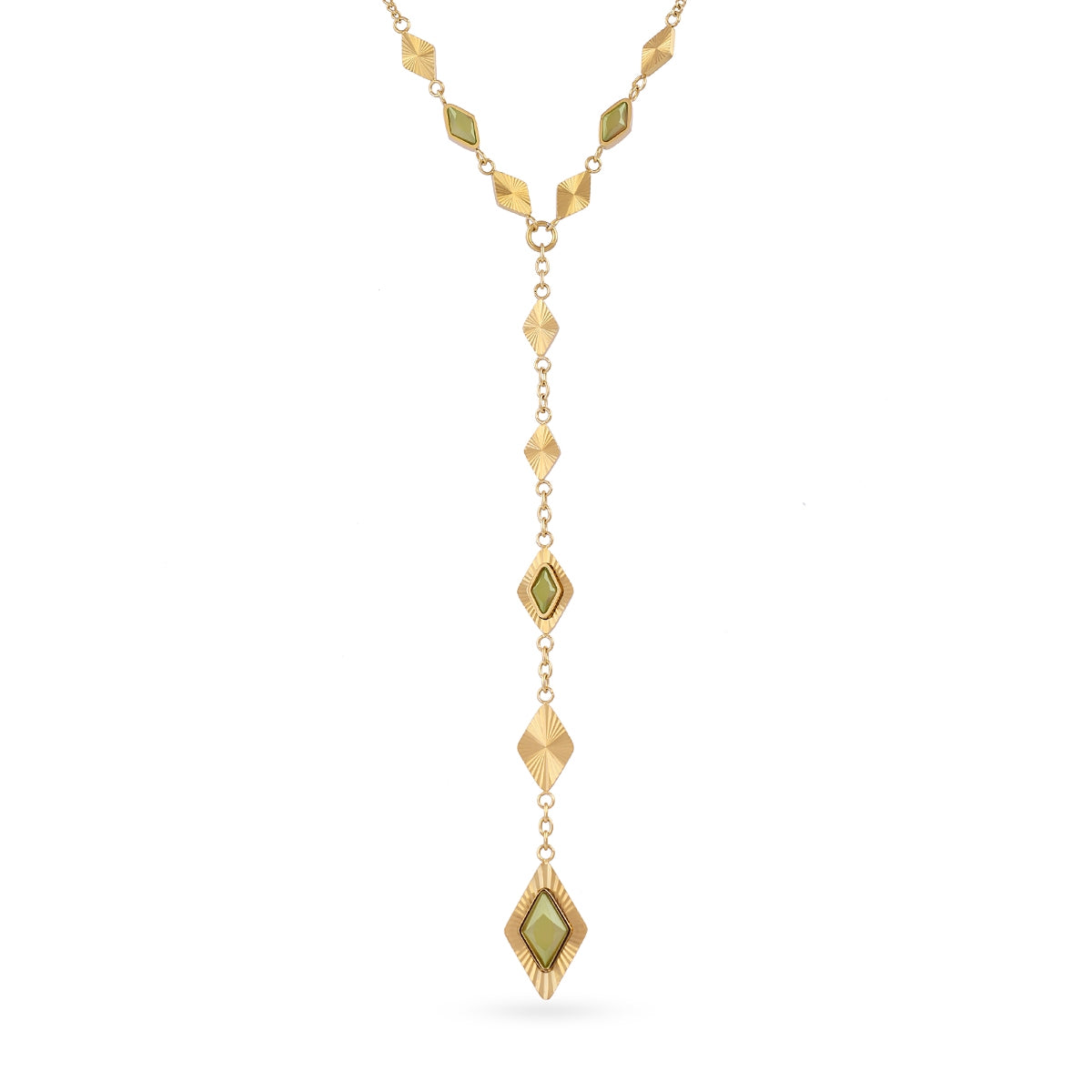 Collar Prisma Corbatero Piedra en Verde, bisutería de acero de la colección Sunflowers — Tiendas Via Vai Estepona