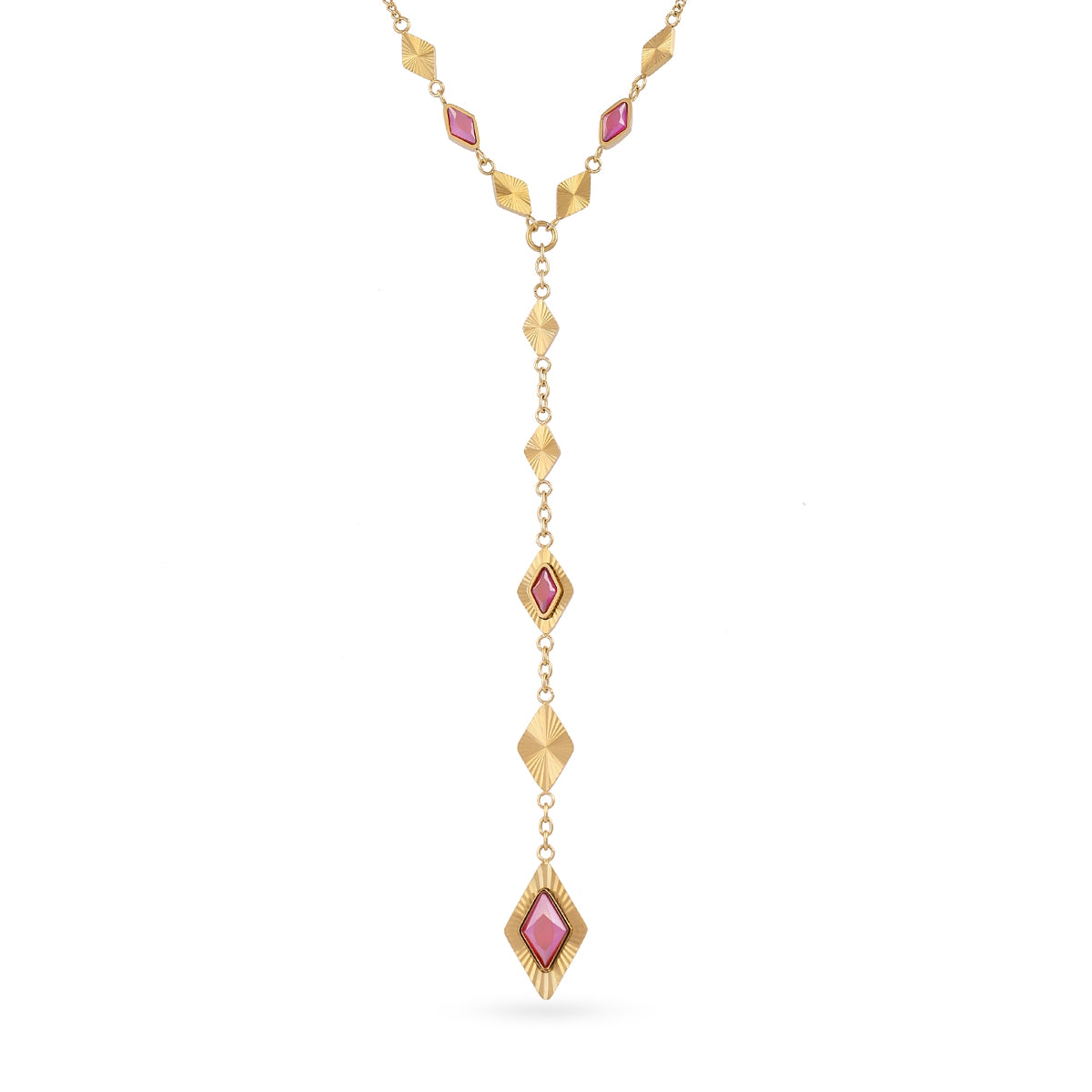 Collar Prisma Corbatero Piedra en Rosa, bisutería de acero de la colección Sunflowers — Tiendas Via Vai Estepona