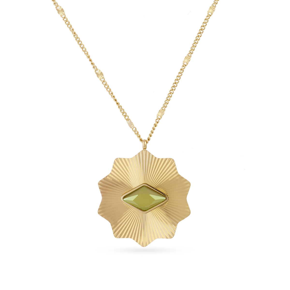 Collar Prisma Solar en Verde, bisutería de acero de la colección Sunflowers — Tiendas Via Vai Estepona