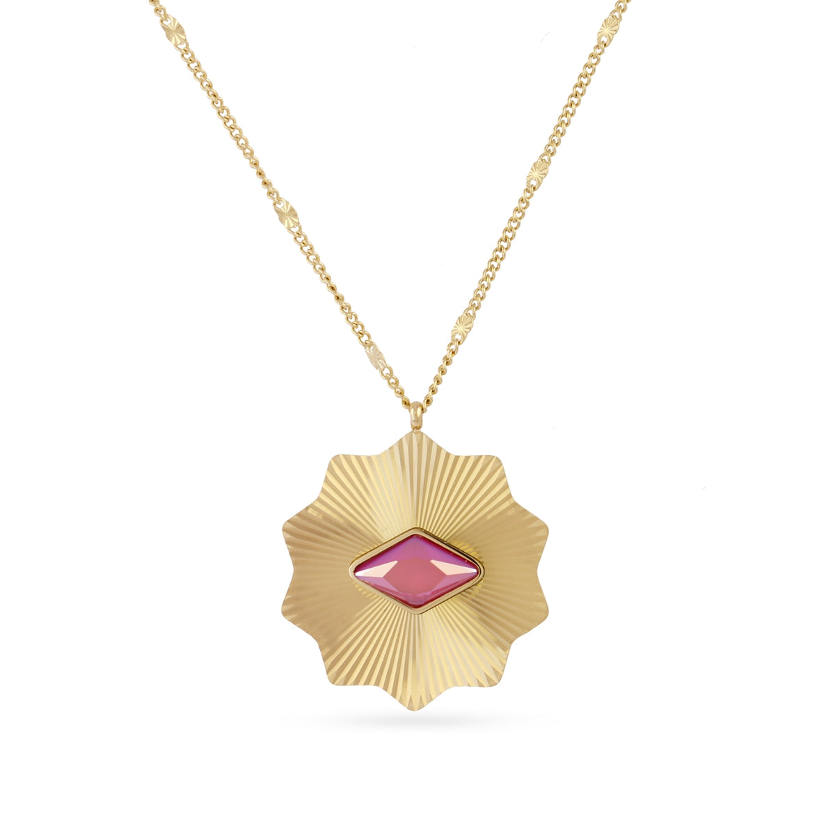 Collar Prisma Solar en Rosa, bisutería de acero de la colección Sunflowers — Tiendas Via Vai Estepona
