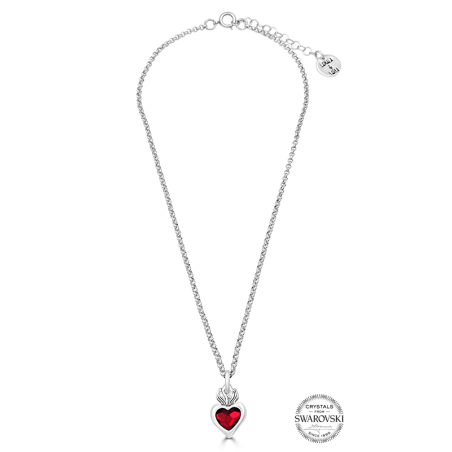 Collar "Cuore Sacro" Plata - Color Rojo