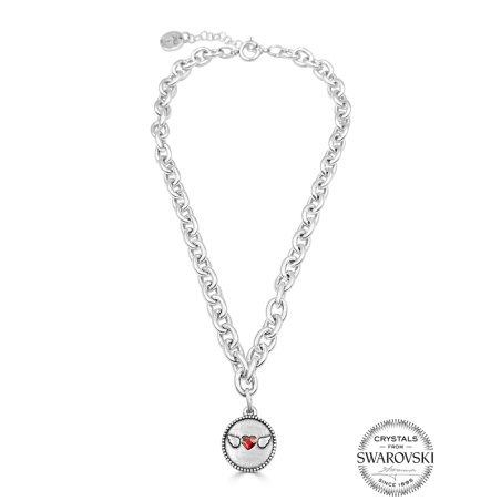 Collar "TE CIELO" Plata Color Rojo