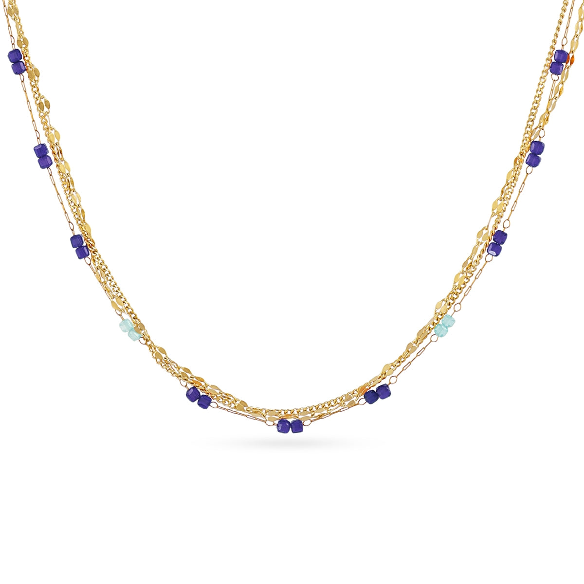 Collar Spirit Piedras Muticolor en Azul, bisutería de acero de la colección Sand Dust — Tiendas Via Vai Estepona