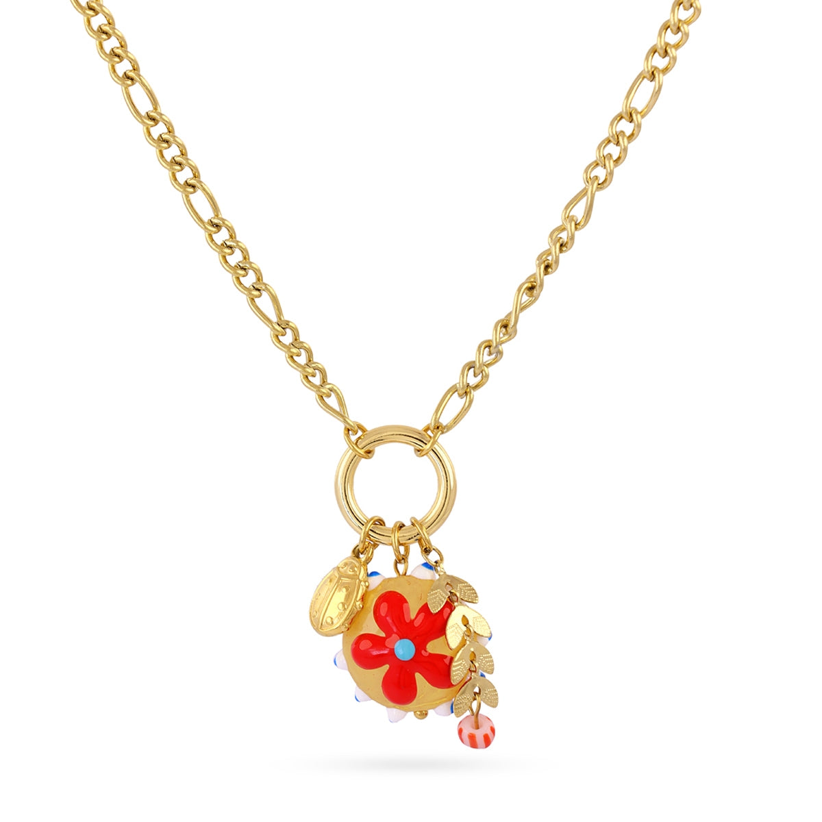 Collar Trencadis Cadena Flor Multicolor en Dorado, bisutería de acero de la colección Tide — Tiendas Via Vai Estepona