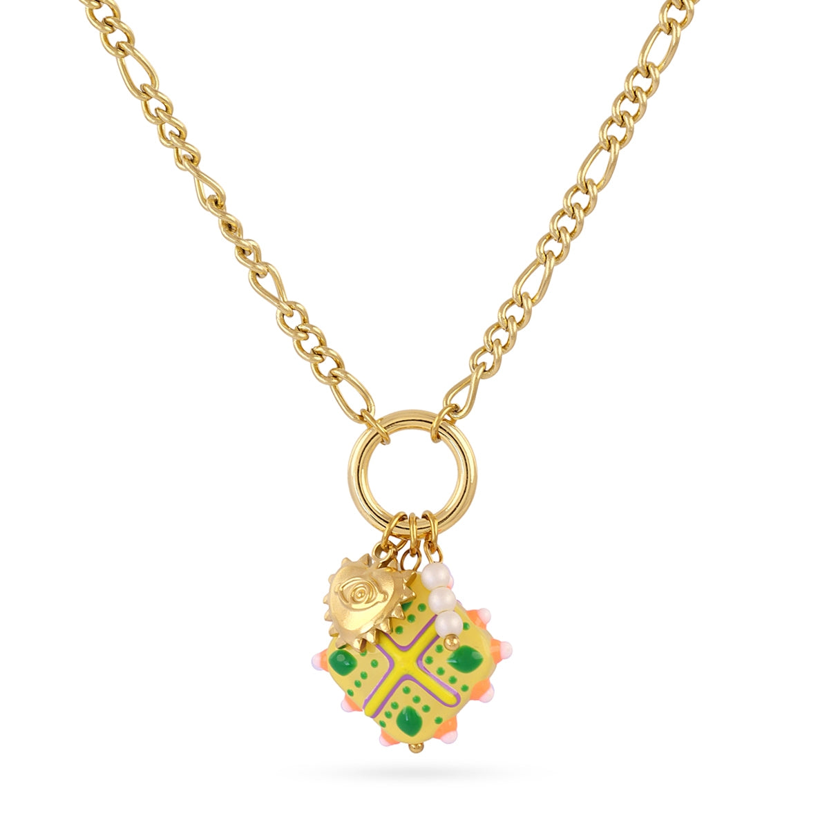 Collar Trencadis Cadena Verde Lima en Dorado, bisutería de acero de la colección Tide — Tiendas Via Vai Estepona