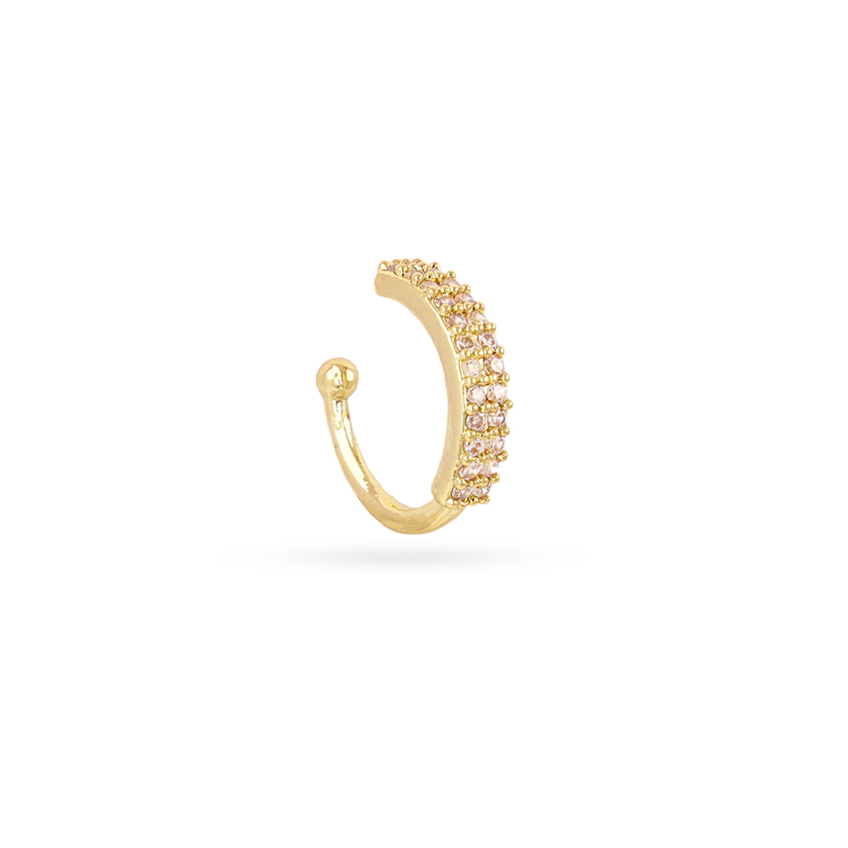 Pendientes Ear Cuff Circonitas en Dorado, bisutería de acero de la colección Piercings — Tiendas Via Vai Estepona
