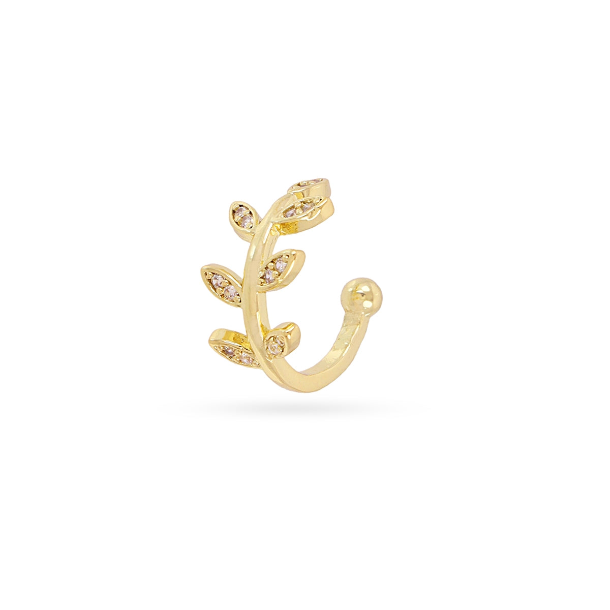 Pendientes Ear Cuff Rama Circonitas en Dorado, bisutería de acero de la colección Piercings — Tiendas Via Vai Estepona