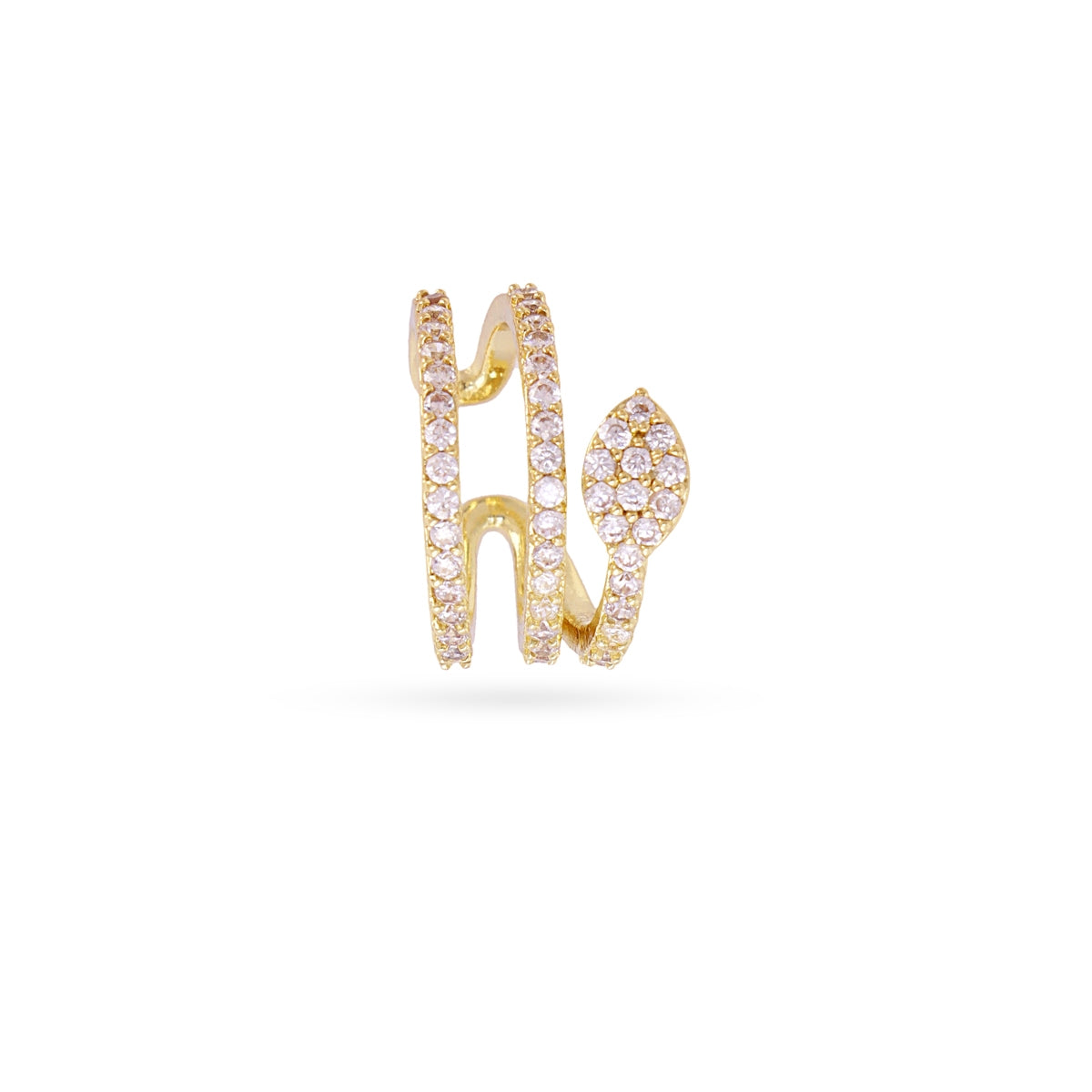 Pendientes Ear Cuff Serpiente Circonitas en Dorado, bisutería de acero de la colección Piercings — Tiendas Via Vai Estepona