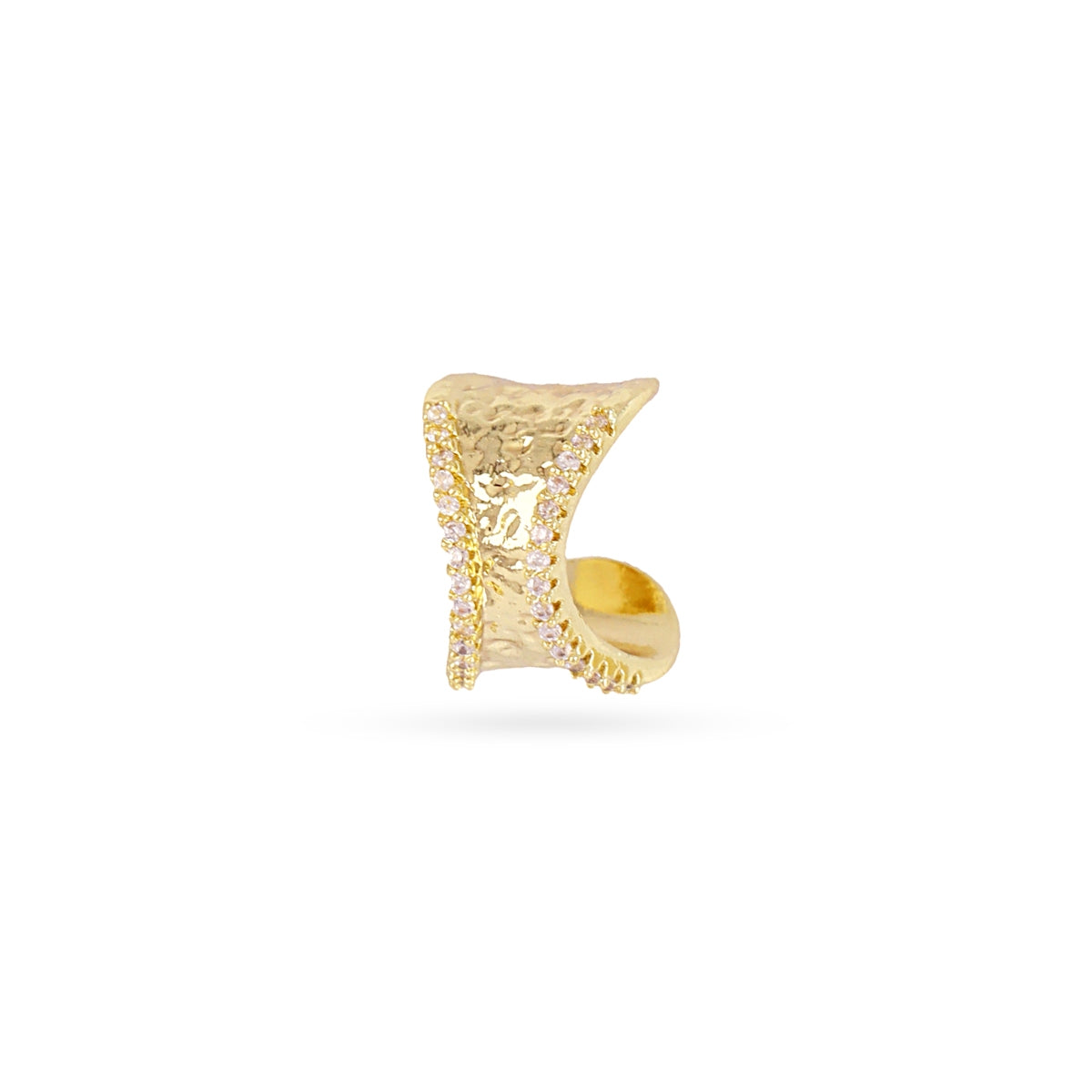 Pendientes Ear Cuff Textura Volumen en Dorado, bisutería de acero de la colección Piercings — Tiendas Via Vai Estepona