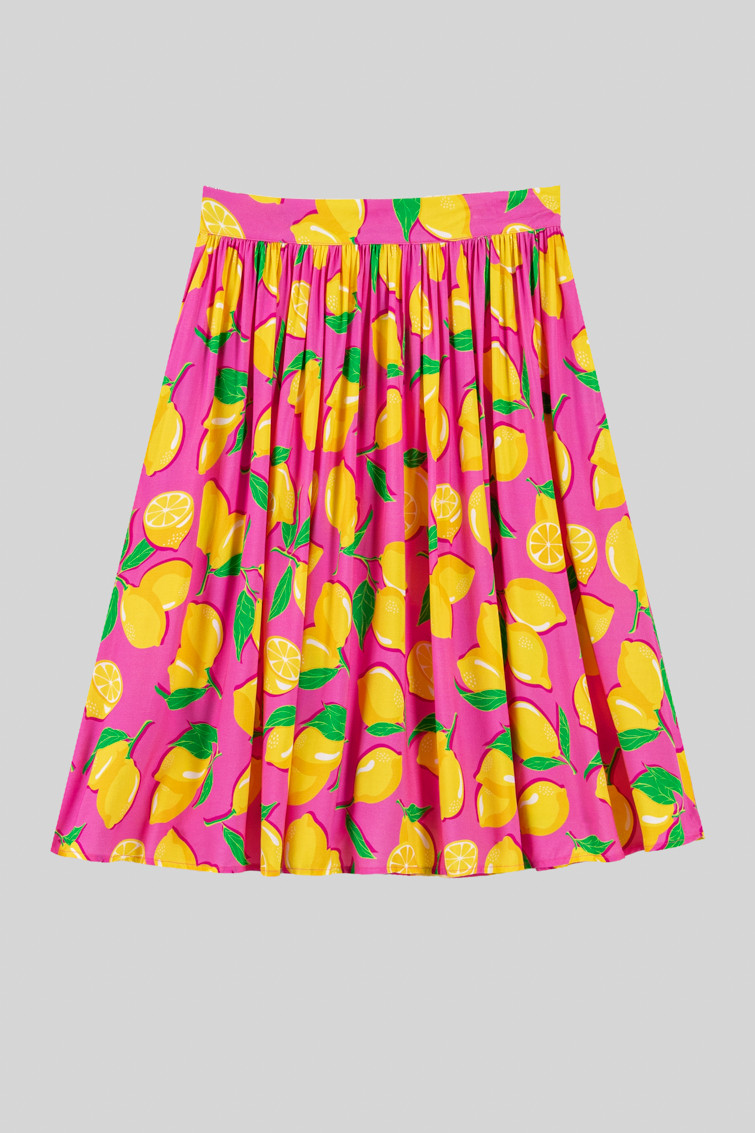 Falda midi de tablas rosa de limones - Limoncello Lolina - Imagen 9