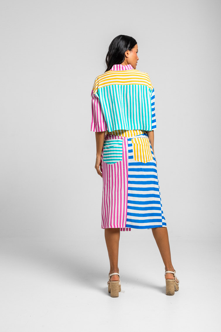 Falda Midi Jeans de rayas combinadas - Dolce vita Lolina - Imagen 3