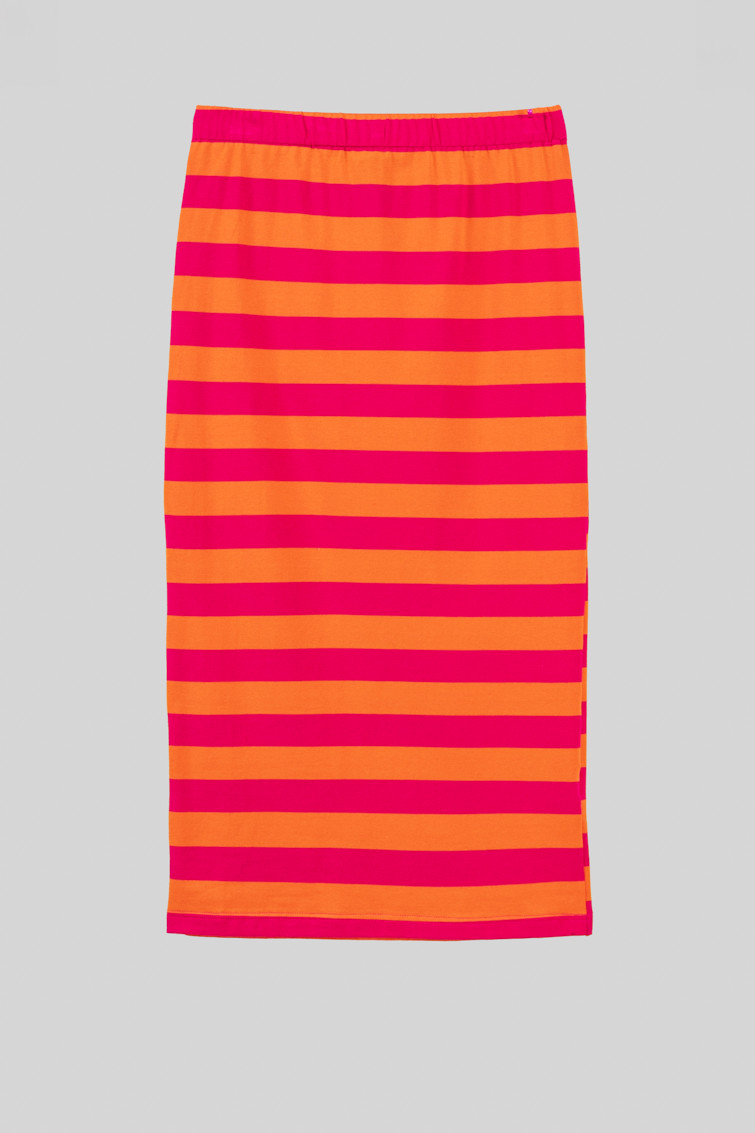 Falda tubo midi elástica de rayas rosas y naranjas - Dolce Far Niente Lolina - Imagen 7