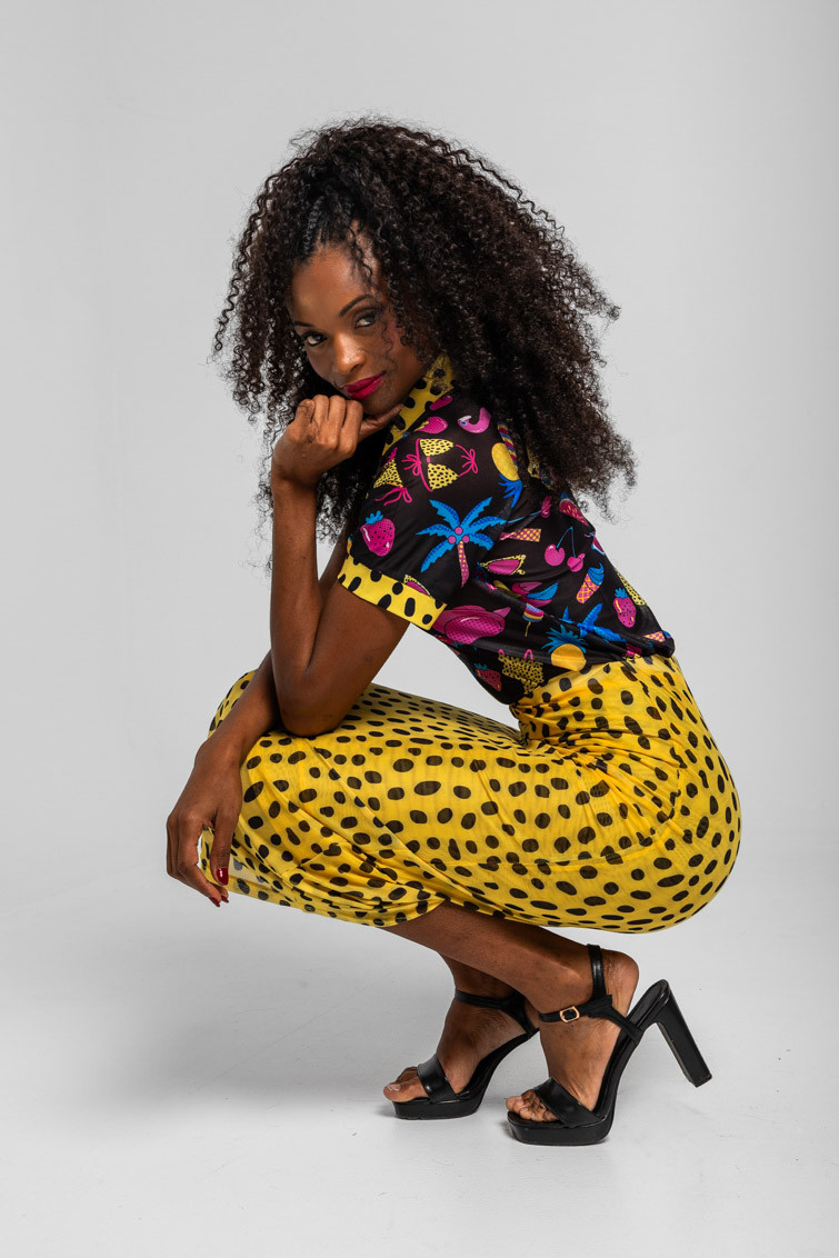 Falda tul ajustada animal print amarillo y negro - Let’s go to the beach Lolina