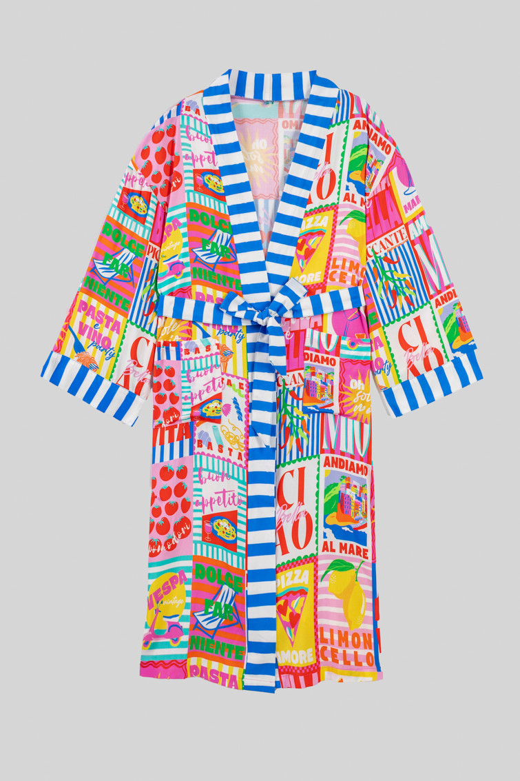 Kimono largo de estampado collage italiano - Dolce Far Niente Lolina - Imagen 9