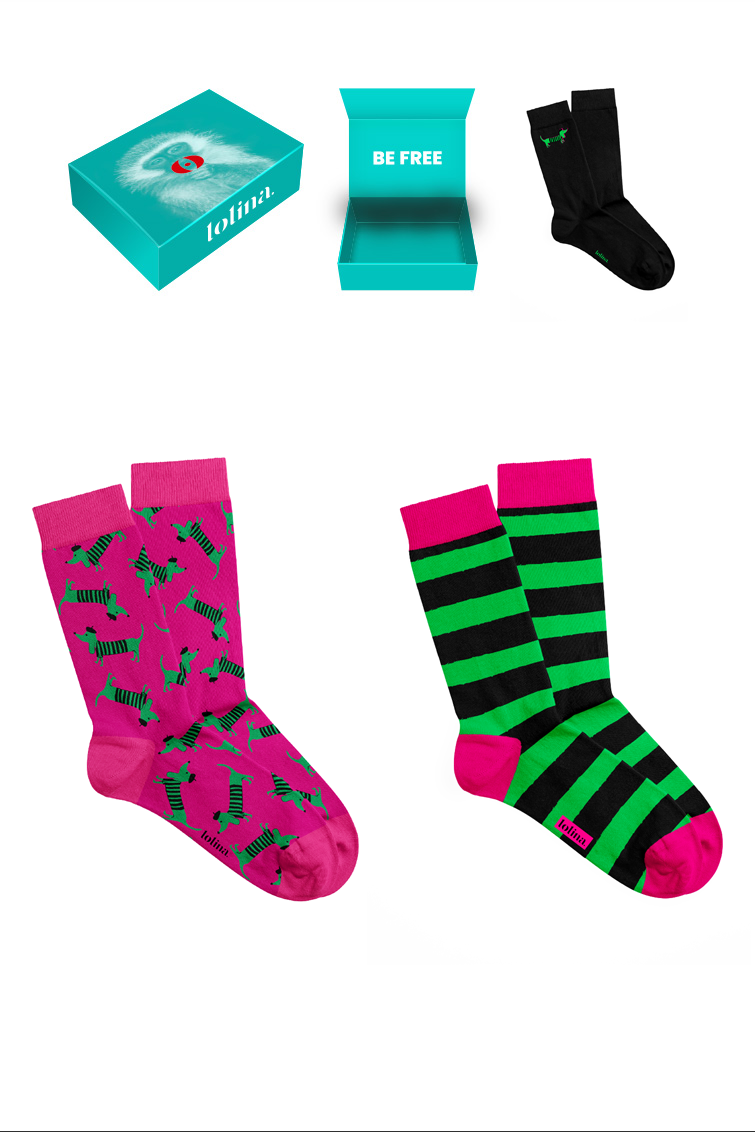 Pack 3 pares calcetines - Más rara que un perro verde Lolina