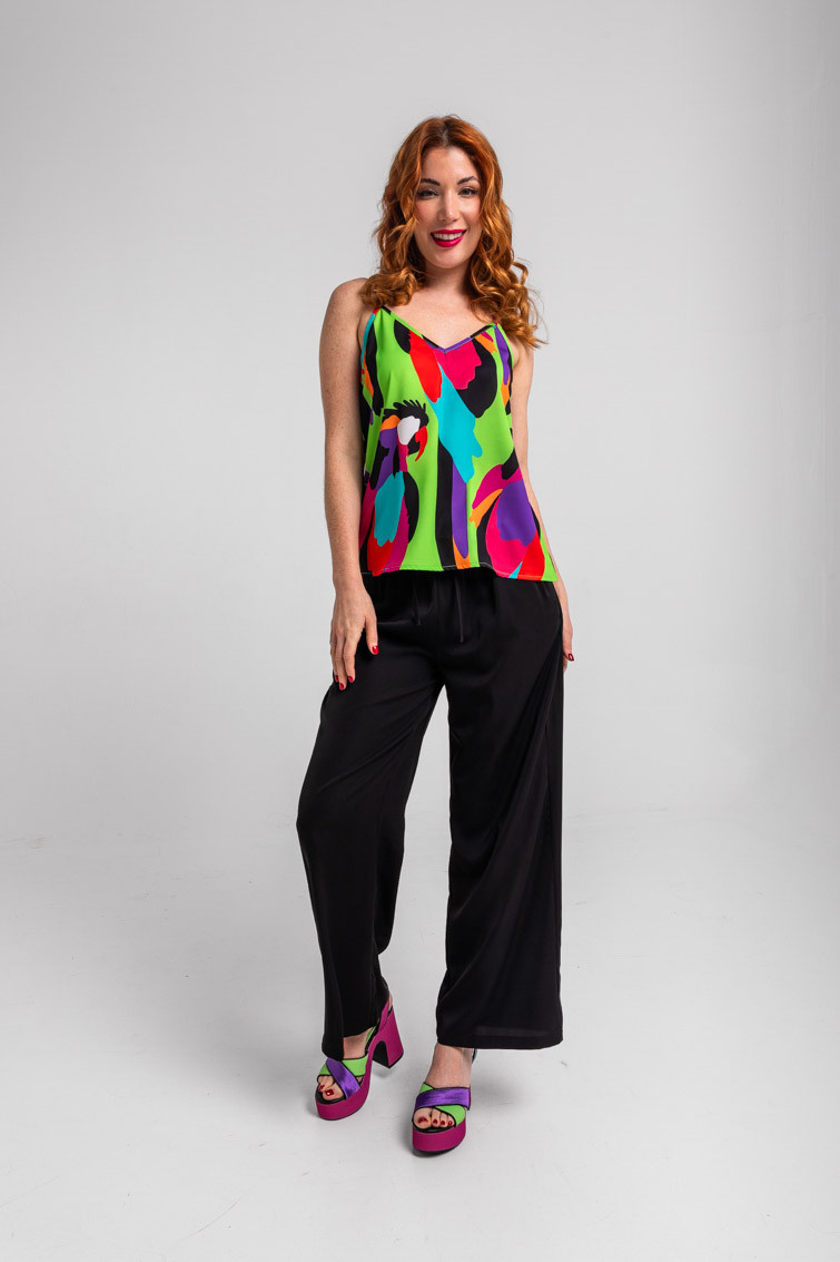 Pantalón fluido jogging verde de loros - Al Loro Lolina