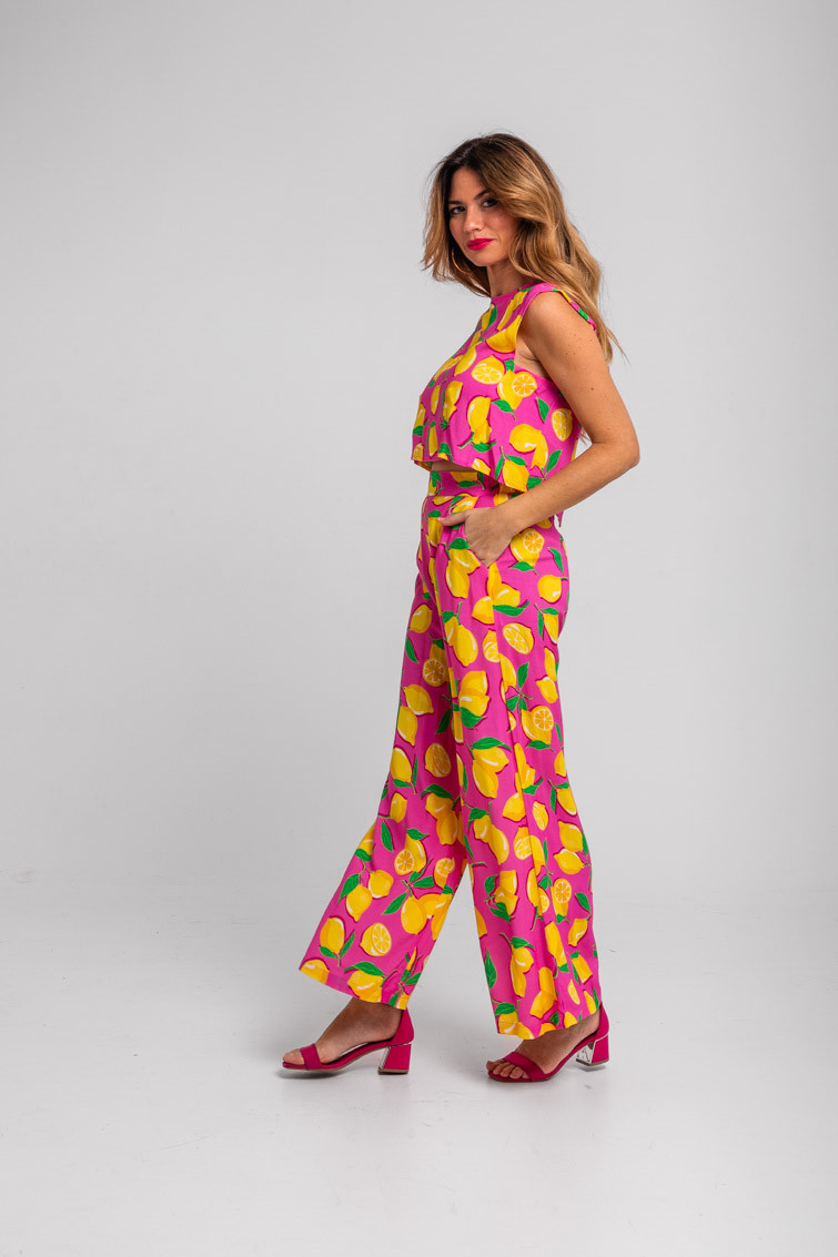 Pantalón fluido rosa de limones - Limoncello Lolina - Imagen 2