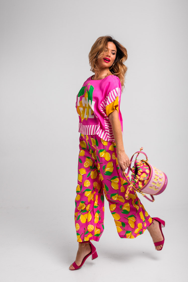 Pantalón fluido rosa de limones - Limoncello Lolina - Imagen 3
