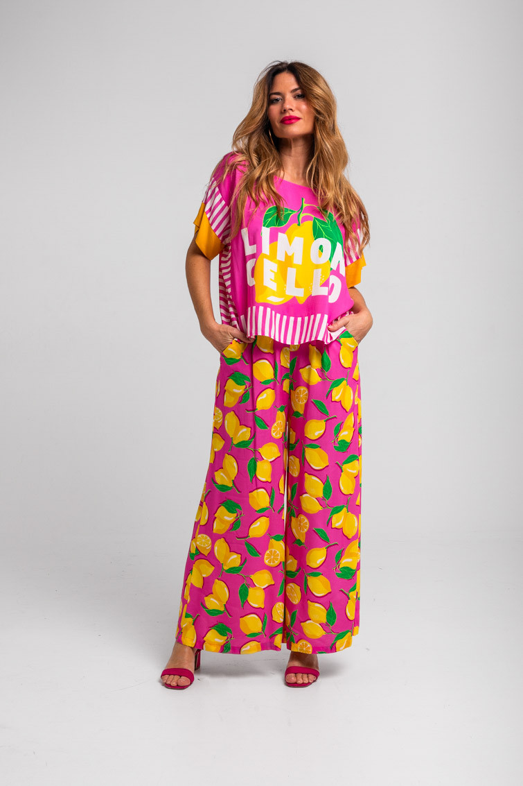 Pantalón fluido rosa de limones - Limoncello Lolina - Imagen 8