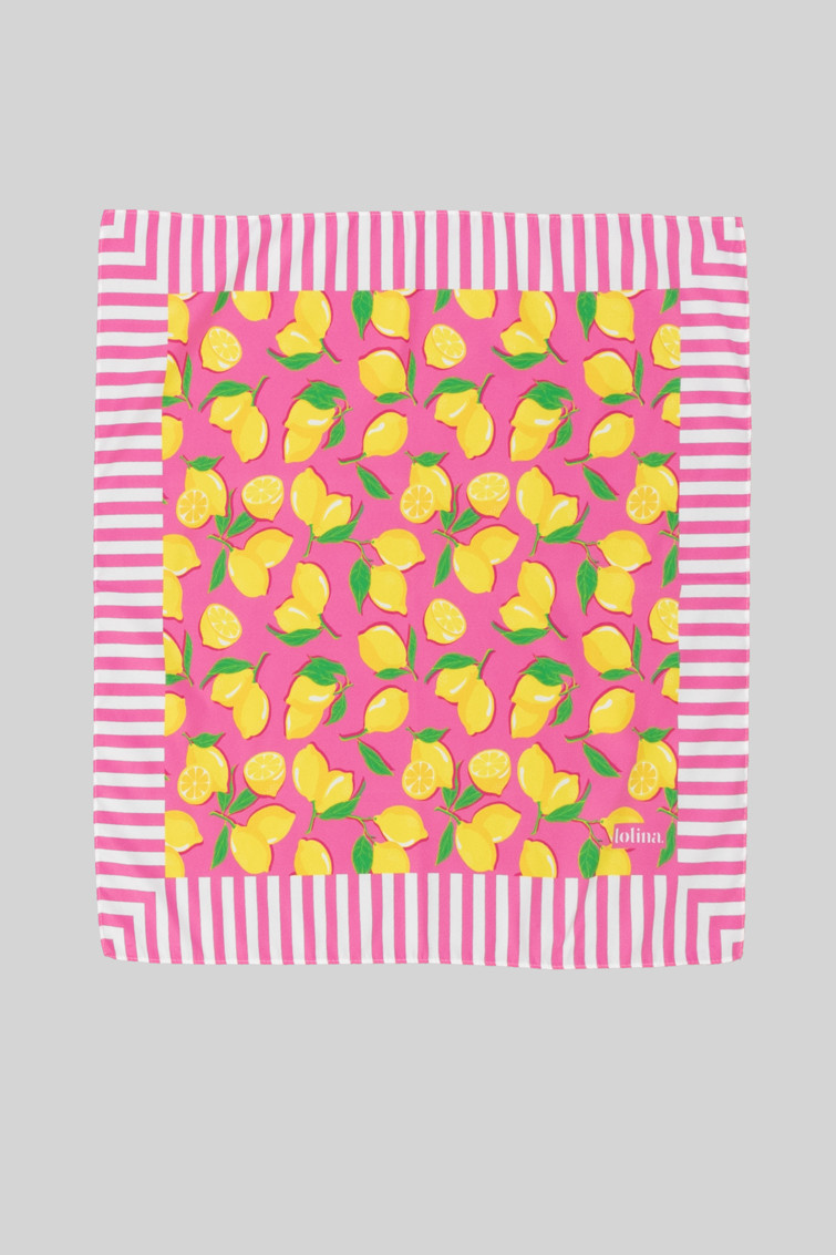 Pañuelo 55x55 rosa de limones - Limoncello Lolina