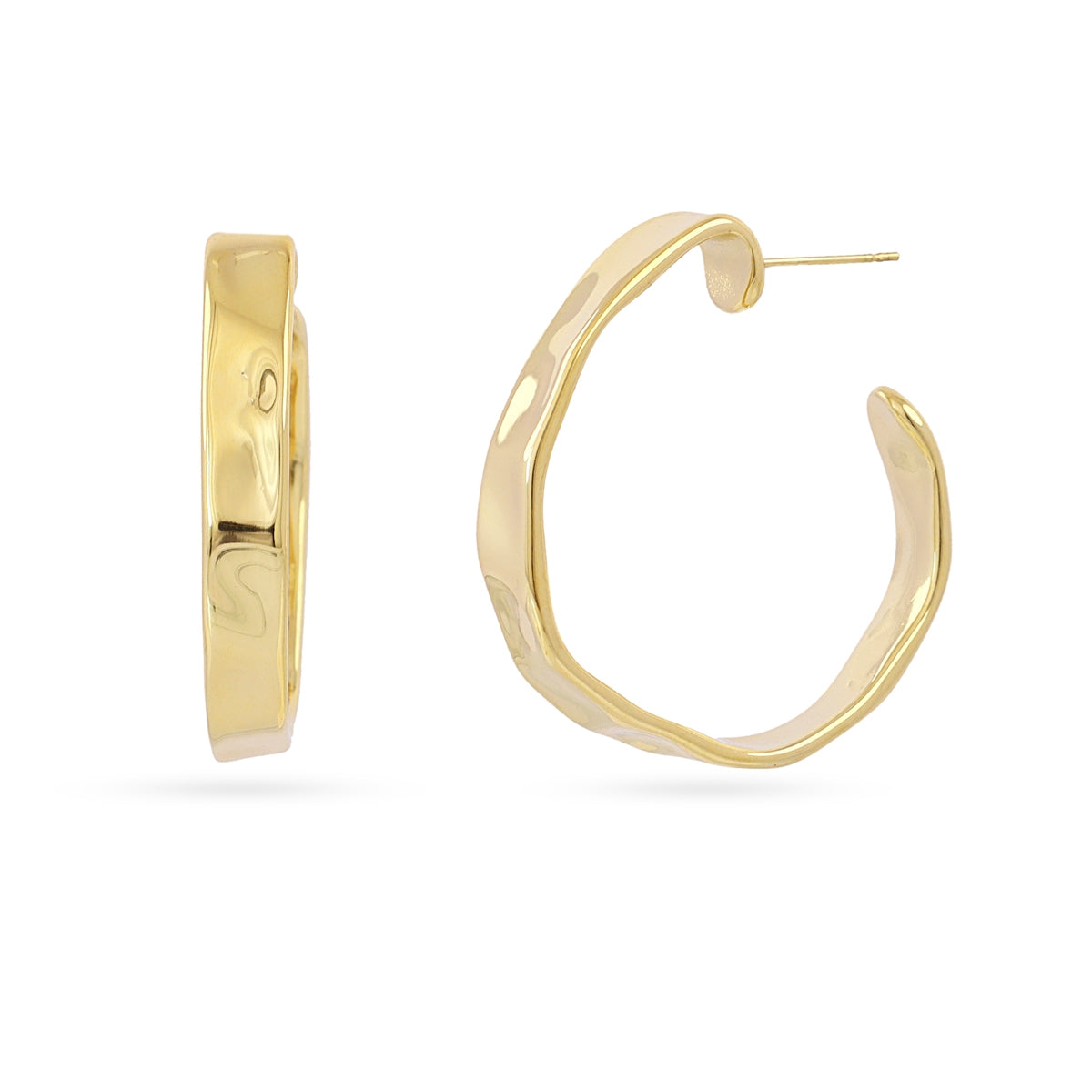 Aros Aro Textura Artesanal en Dorado, bisutería de acero de la colección Essentials — Tiendas Via Vai Estepona