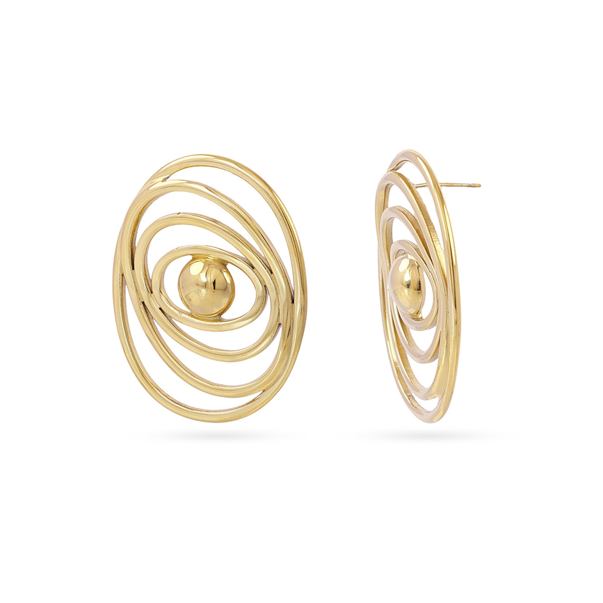 Pendientes con Detalle de Ojo Geométrico en Dorado, bisutería de acero de la colección Essentials — Tiendas Via Vai Estepona