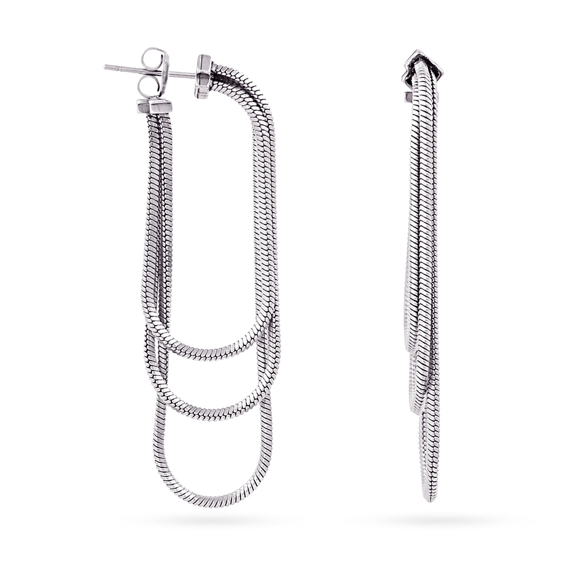 Pendientes Essentials Cadena Cierre en Plateado, bisutería de acero de la colección Essentials — Tiendas Via Vai Estepona