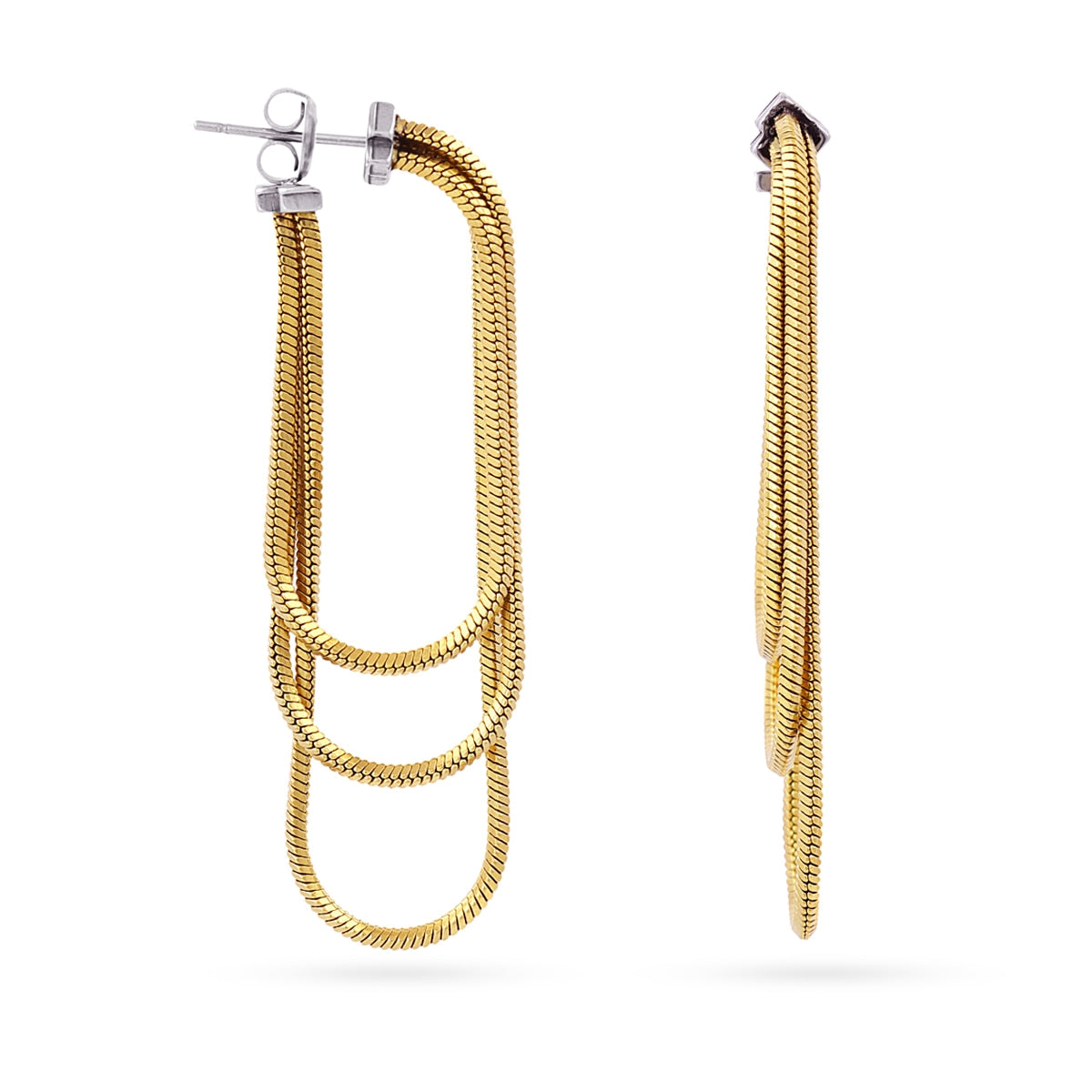 Pendientes Essentials Cadena Cierre en Dorado, bisutería de acero de la colección Essentials — Tiendas Via Vai Estepona