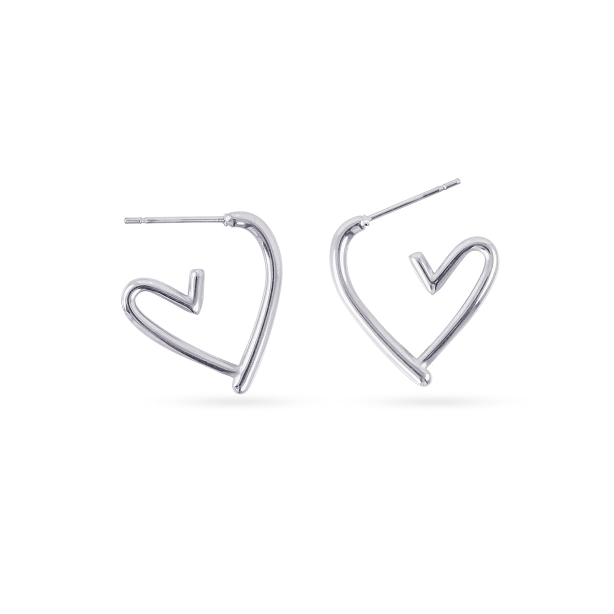 Pendientes Essentials Corazón Asimétrico en Plateado, bisutería de acero de la colección Essentials — Tiendas Via Vai Estepona