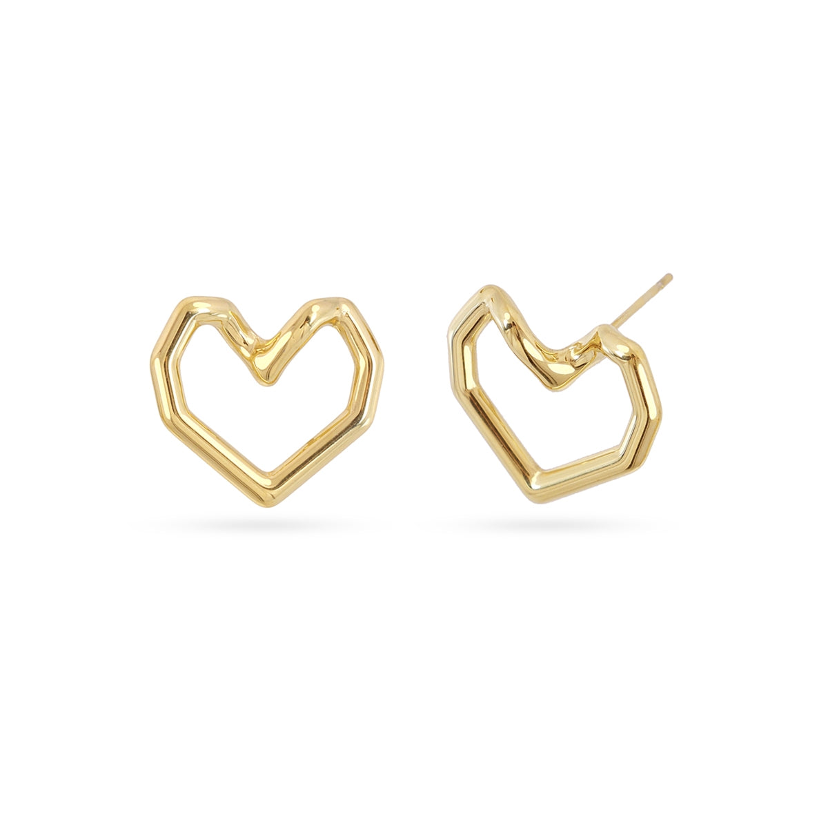 Pendientes Essentials Corazón Geométrico en Dorado, bisutería de acero de la colección Essentials — Tiendas Via Vai Estepona