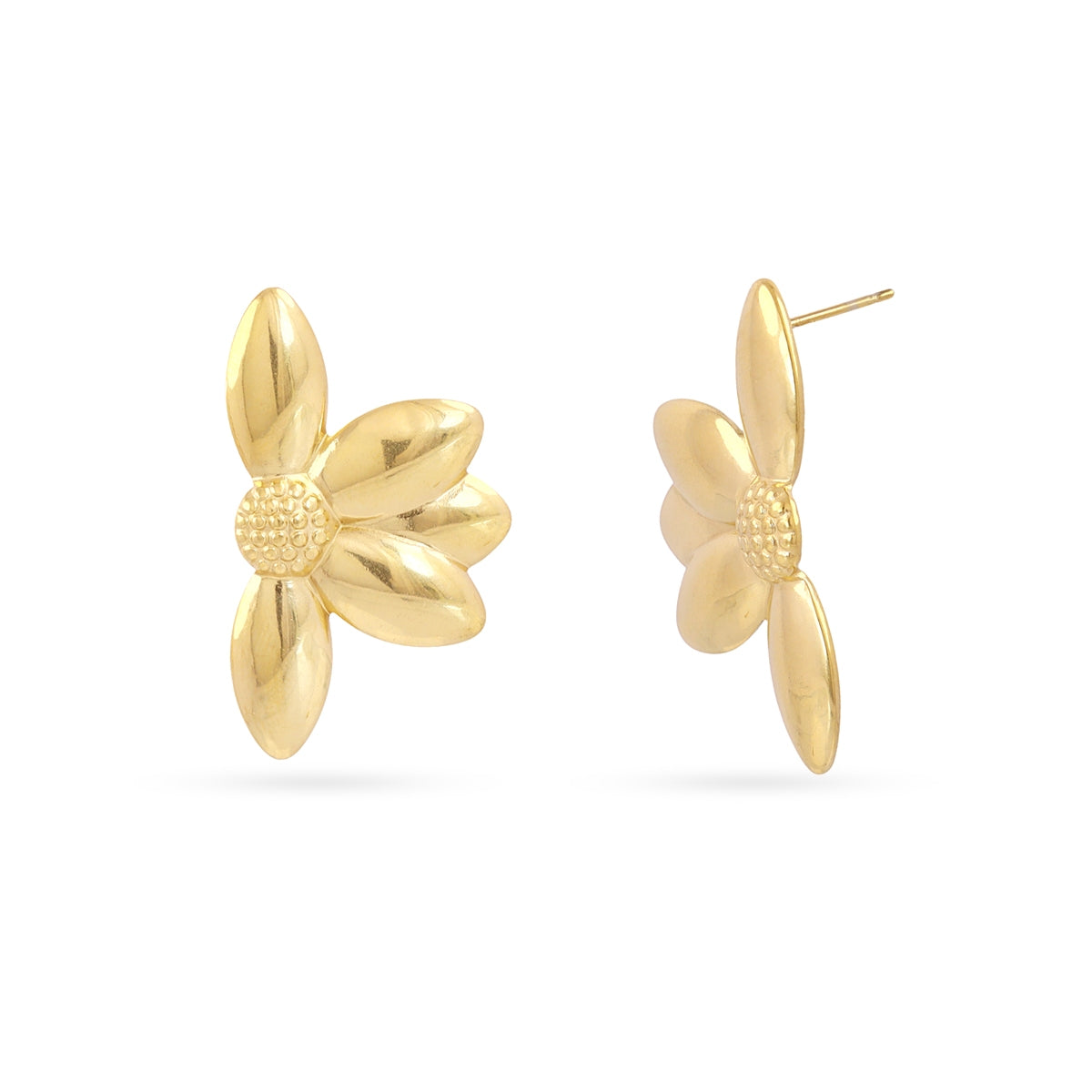 Pendientes Essentials Diseño Flor en Dorado, bisutería de acero de la colección Essentials — Tiendas Via Vai Estepona