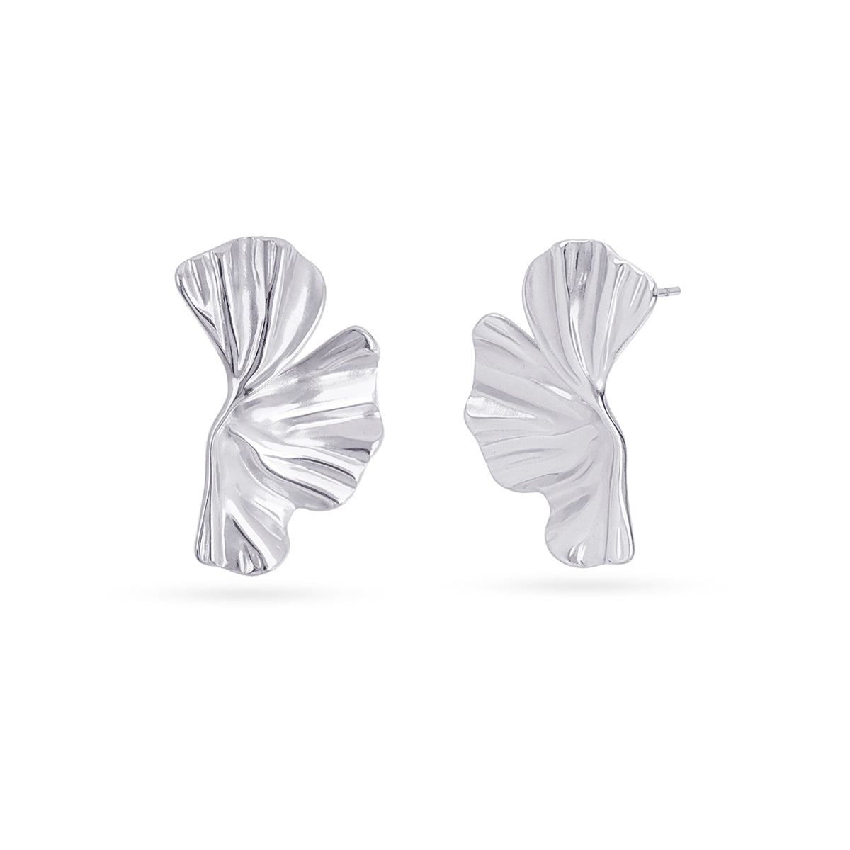 Pendientes Essentials Diseño Hoja en Plateado, bisutería de acero de la colección Essentials — Tiendas Via Vai Estepona