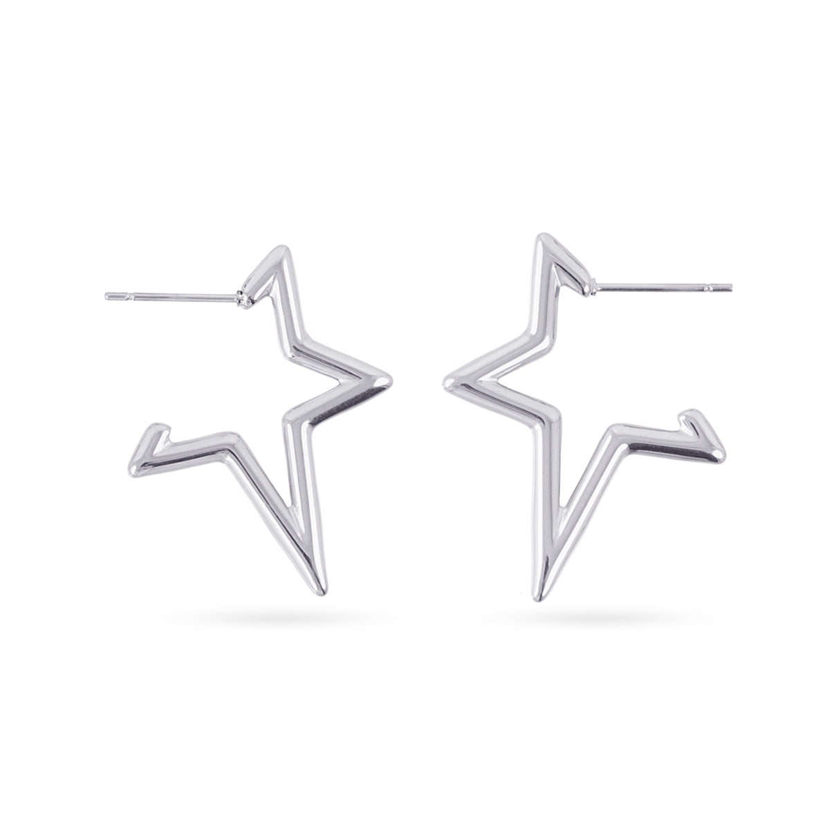 Pendientes Essentials Estrella Asimétrica en Plateado, bisutería de acero de la colección Essentials — Tiendas Via Vai Estepona