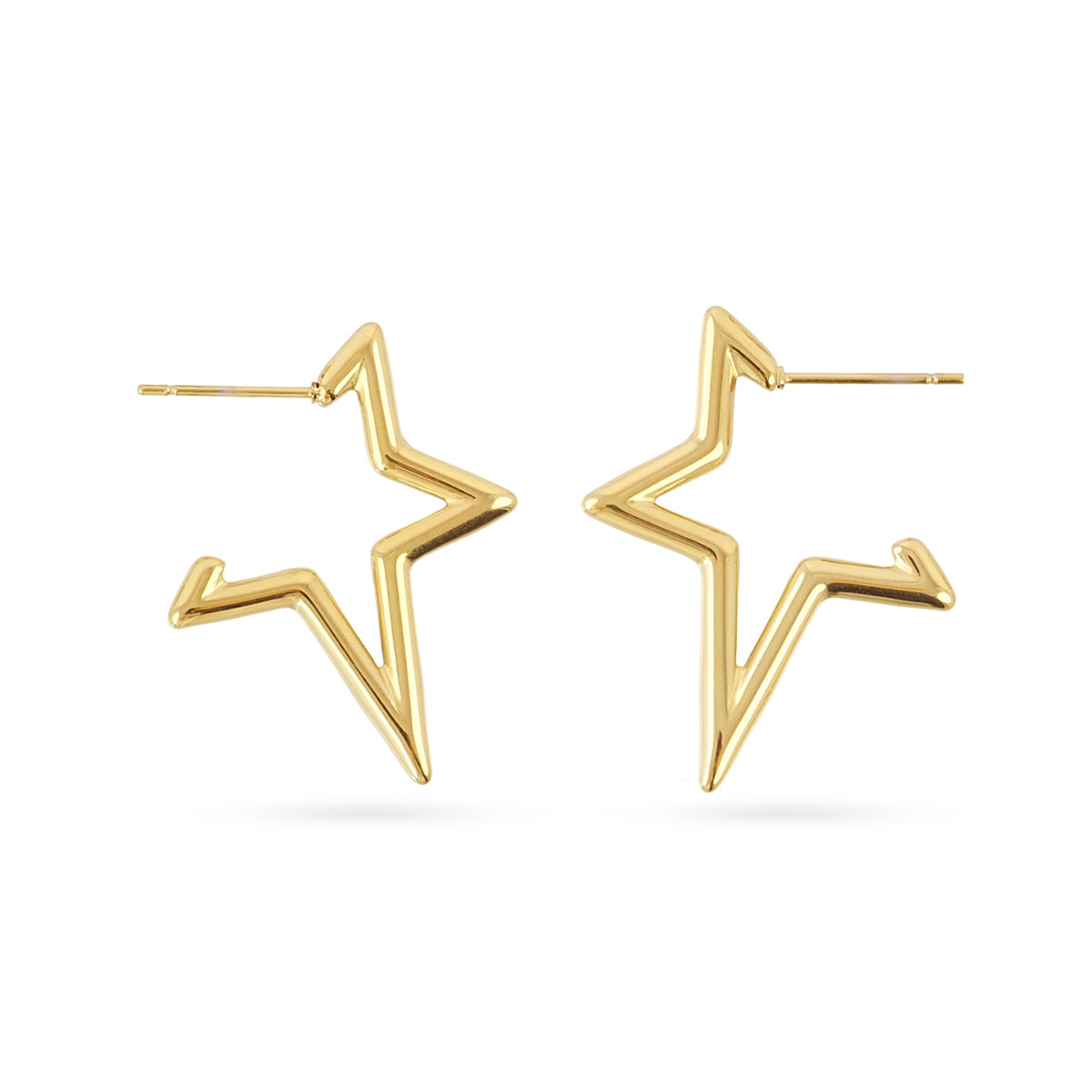 Pendientes Essentials Estrella Asimétrica en Dorado, bisutería de acero de la colección Essentials — Tiendas Via Vai Estepona
