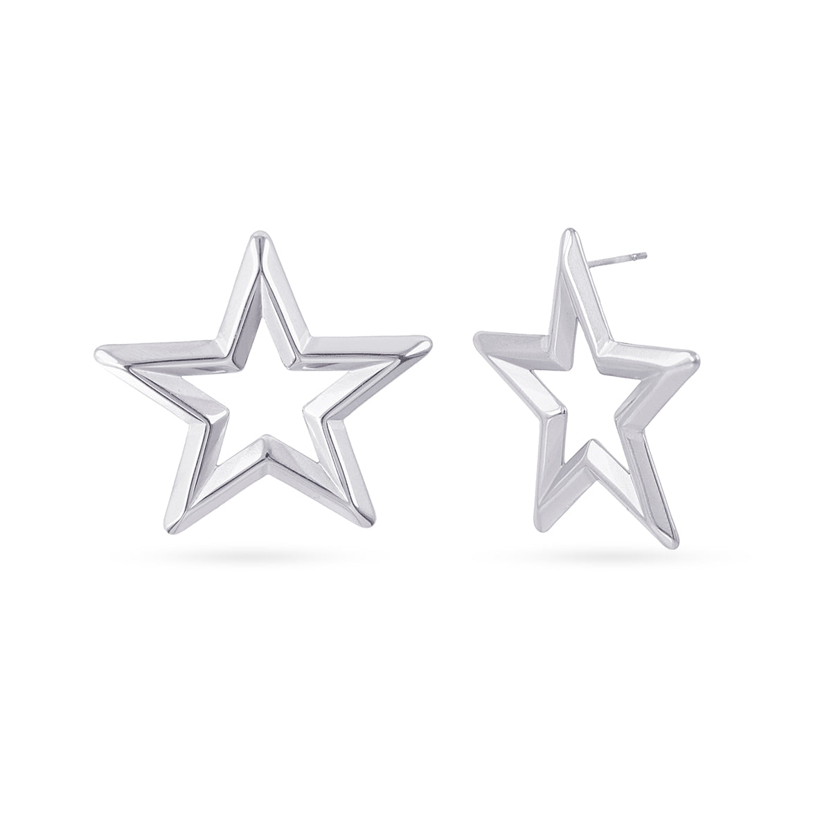 Pendientes Essentials Estrella Hueca en Plateado, bisutería de acero de la colección Essentials — Tiendas Via Vai Estepona