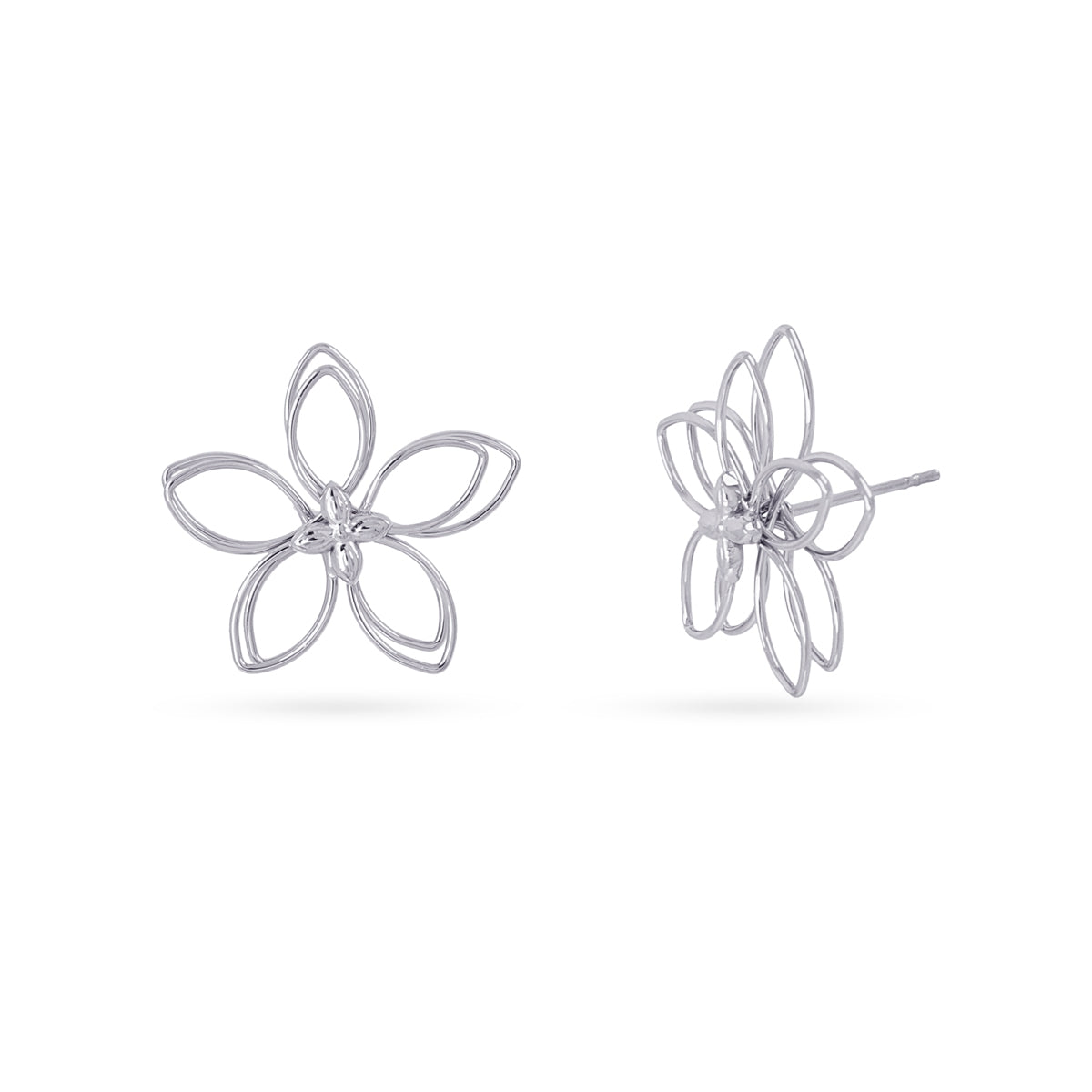 Pendientes Essentials Flor Silueta en Plateado, bisutería de acero de la colección Essentials — Tiendas Via Vai Estepona