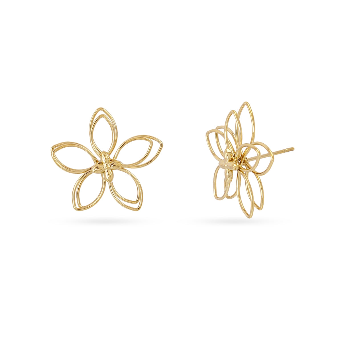 Pendientes Essentials Flor Silueta en Dorado, bisutería de acero de la colección Essentials — Tiendas Via Vai Estepona