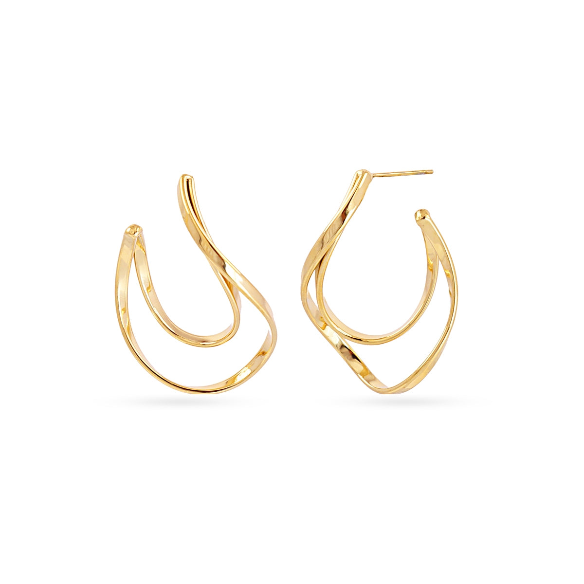 Aros Essentials Onda en Dorado, bisutería de acero de la colección Essentials — Tiendas Via Vai Estepona